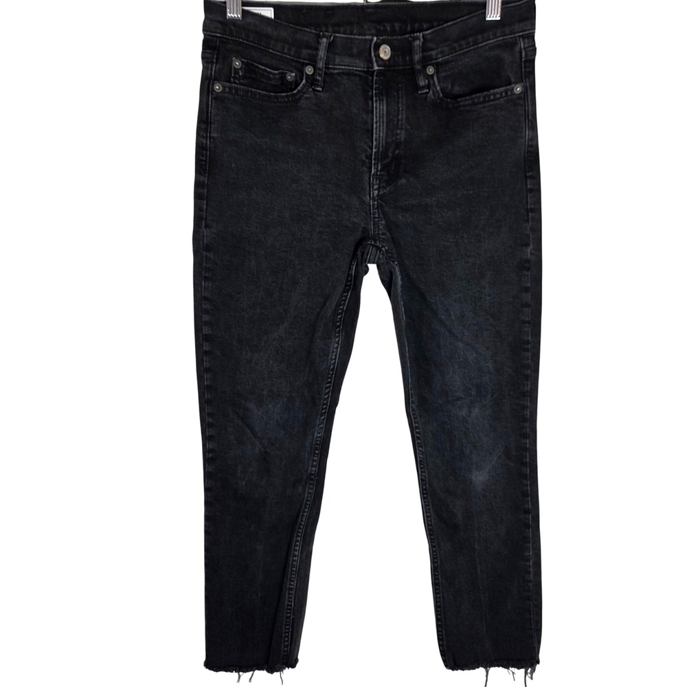 GAP Vintage Slim Mid Rise‎ Jeans Black Wash Raw Hem Frayed Hem 29